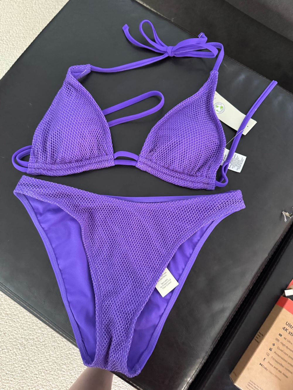 Purple Mesh Triangle Bikini Set